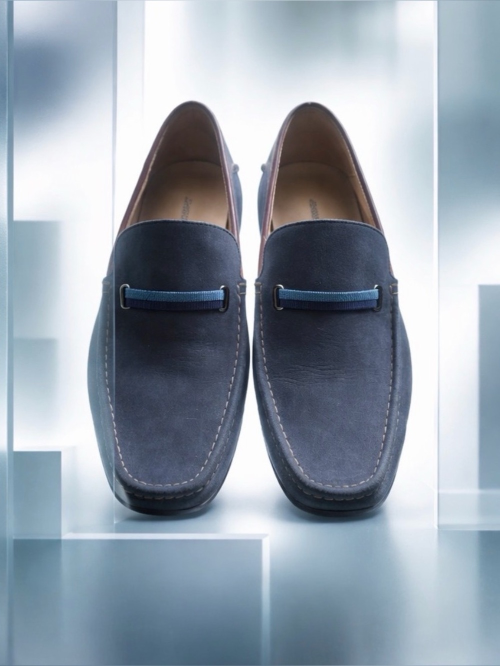 Like New! Johnston & Murphy Blue Gray Suede Loafers Size 11.5M